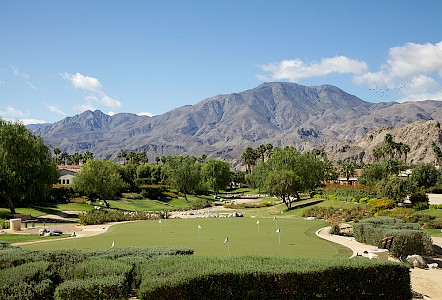 Golf course with mountain view